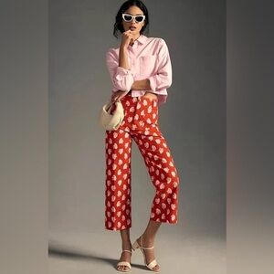 Anthropologie Maeve The Colette Pant - Red and White Seashell - Size 31